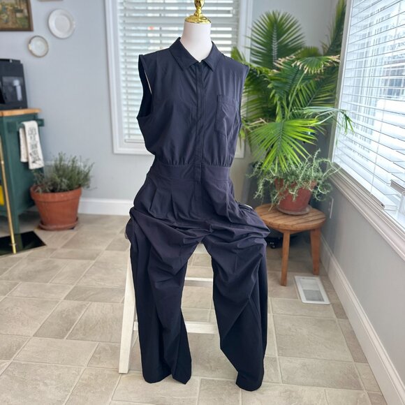Athleta Pants - Athleta Black Brooklyn Utility Wide Leg Jumpsuit Sz 14 READ DESCRIPTION